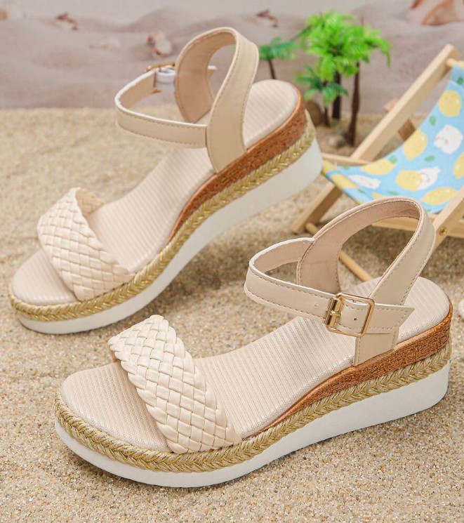 1 Pair Girls' Woven Wedge Sandals