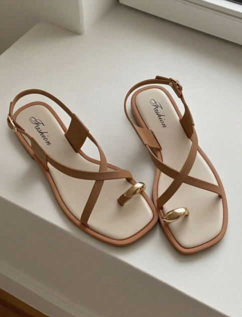 Women's Flat Sandals, Metallic Elegant Party